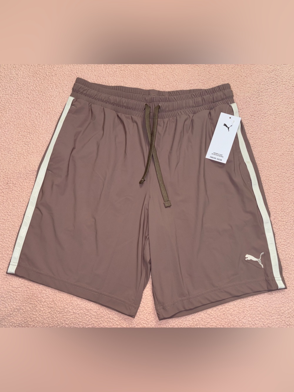Puma Men’s Mauve Athletic Shorts with Cream Trim